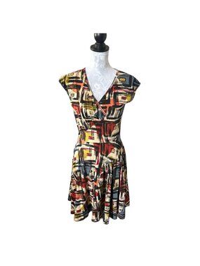 Effies Heart Dress Womens Abstract Print Sleeveless Colorful Small